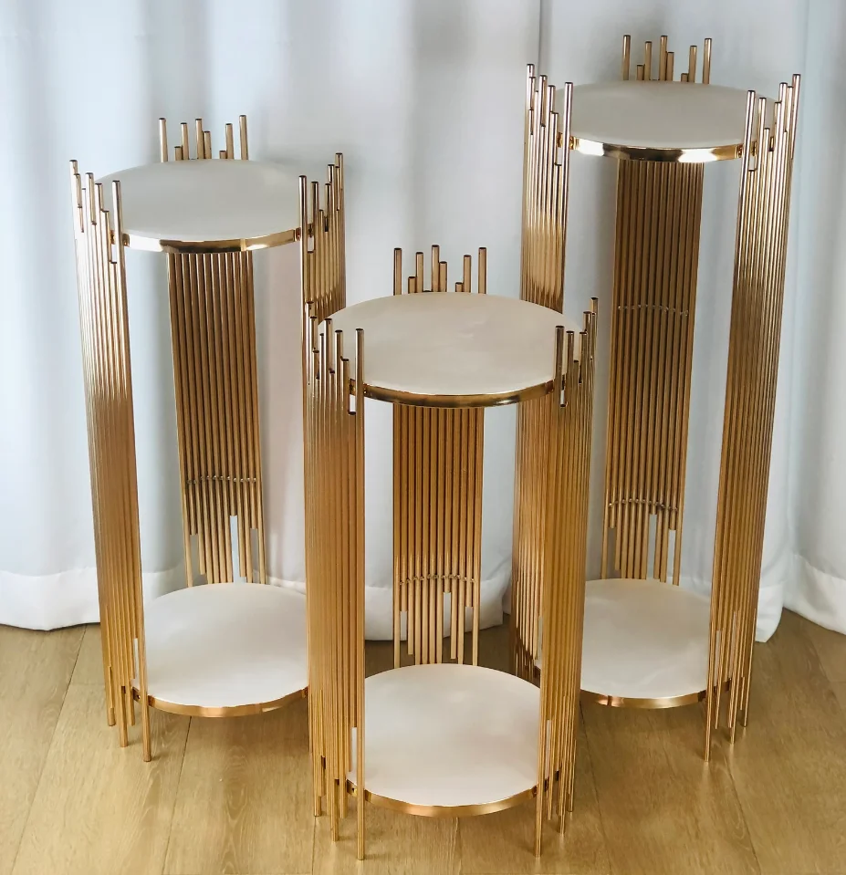 Gold Round Metal Plinths Weddi - Dessert Table Backdrop ulasan dan harga