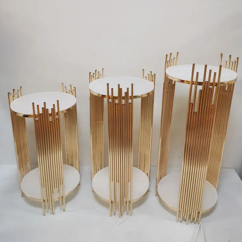 Gold Round Metal Plinths Weddi - Dessert Table Backdrop ulasan dan harga