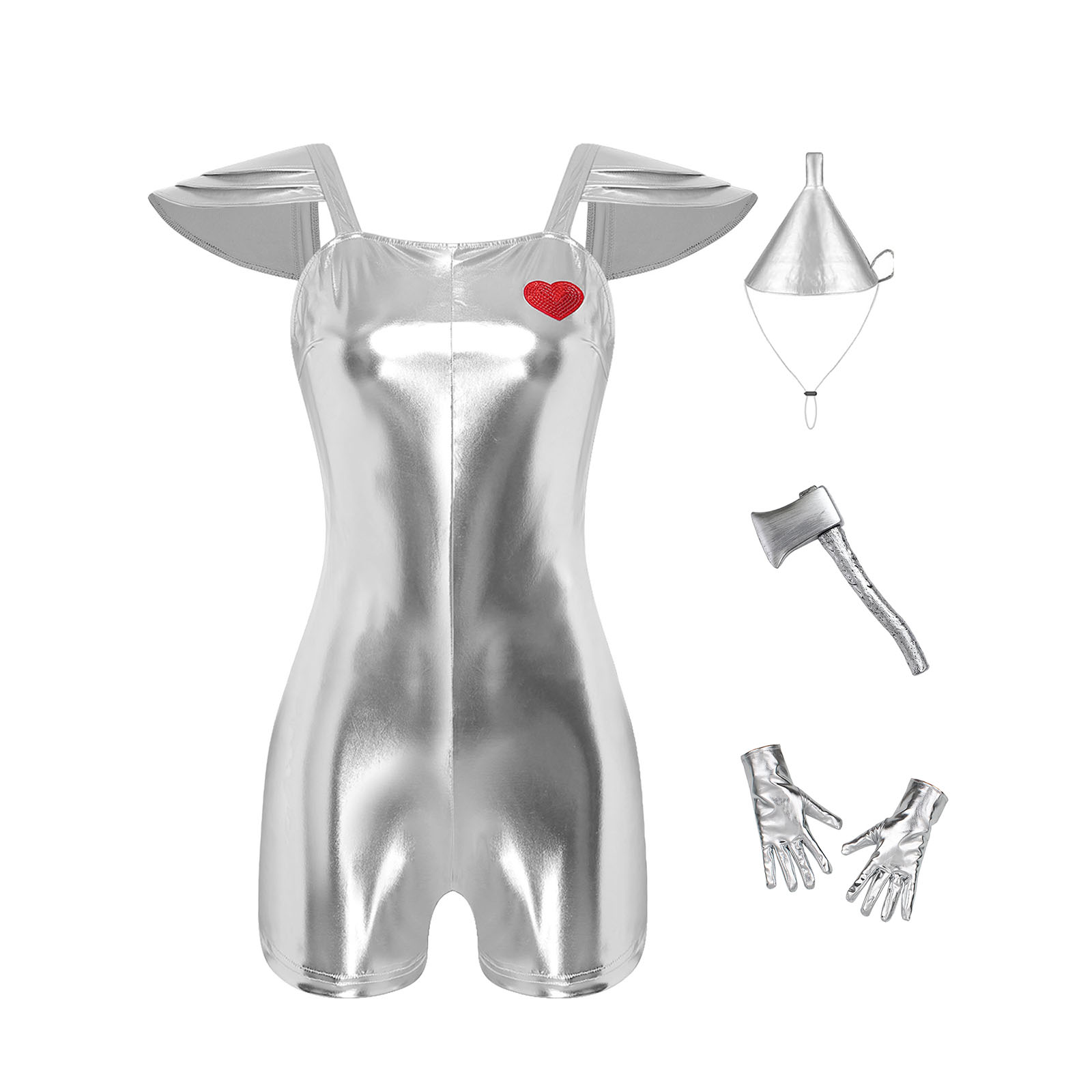 Women Shiny Metallic Jumpsuit  - Party Hat Cone ulasan dan harga