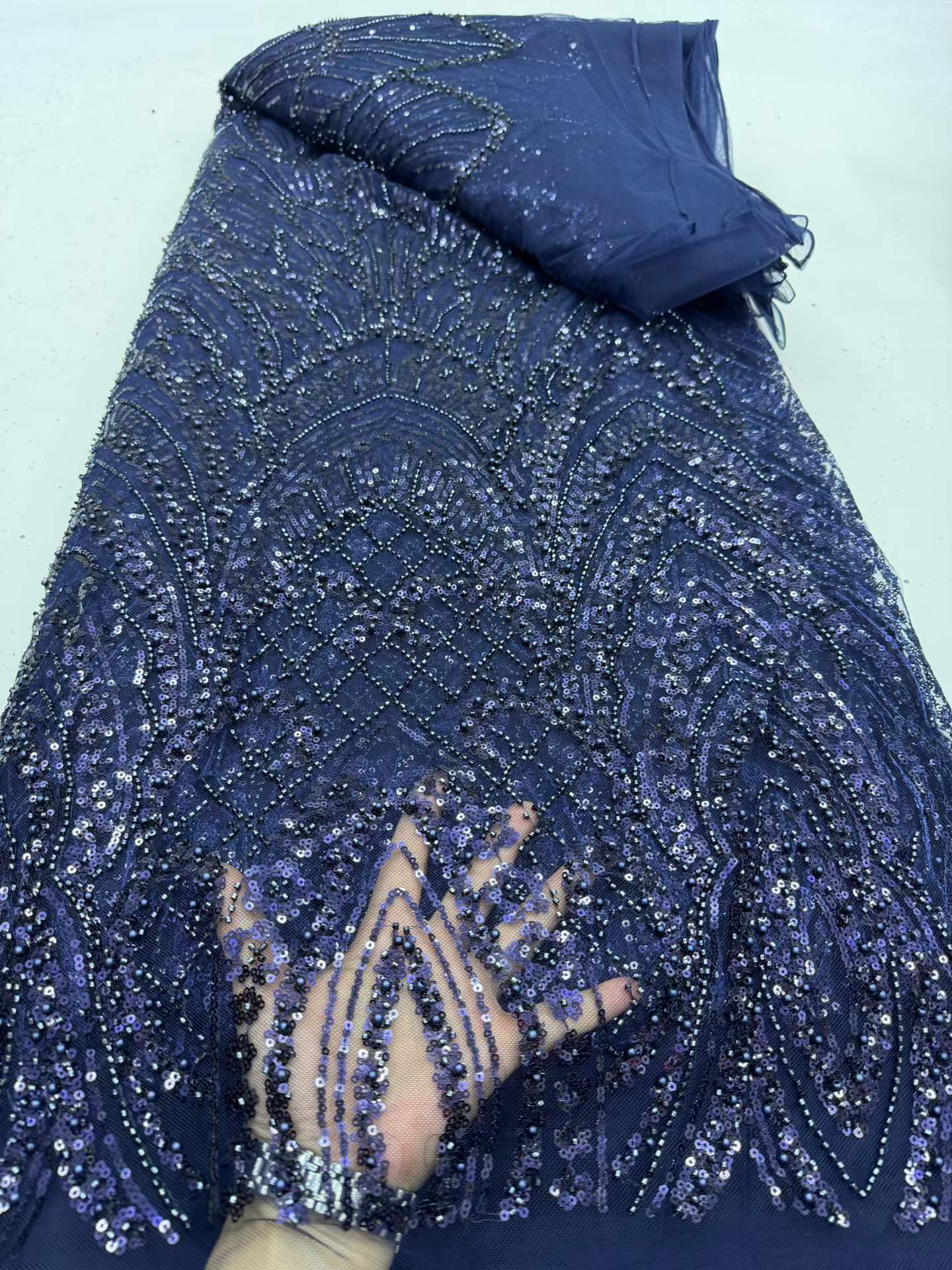 Luxury African Lace Fabric 202 - Glitter Tablecloth ulasan dan harga