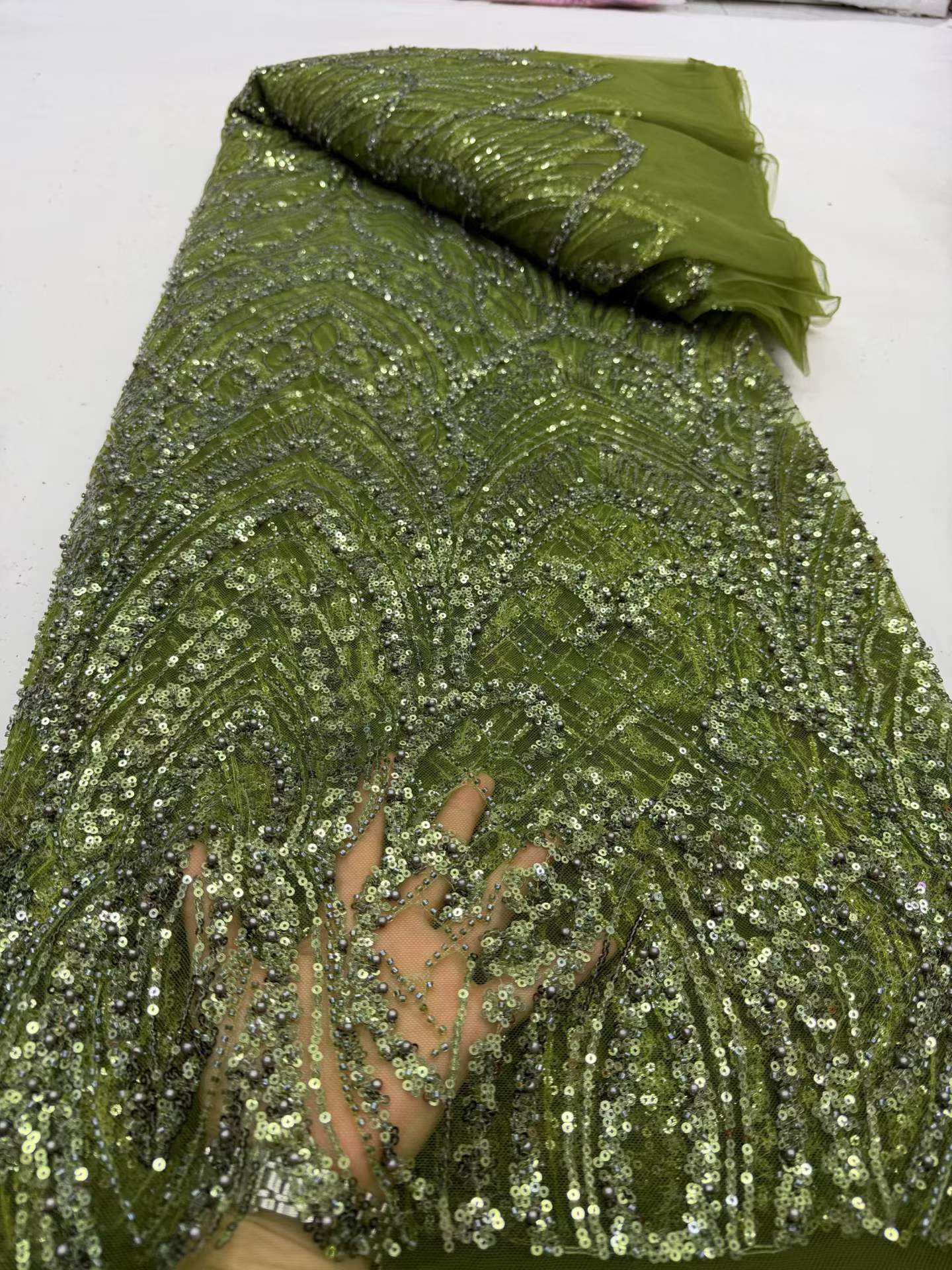 Luxury African Lace Fabric 202 - Glitter Tablecloth ulasan dan harga