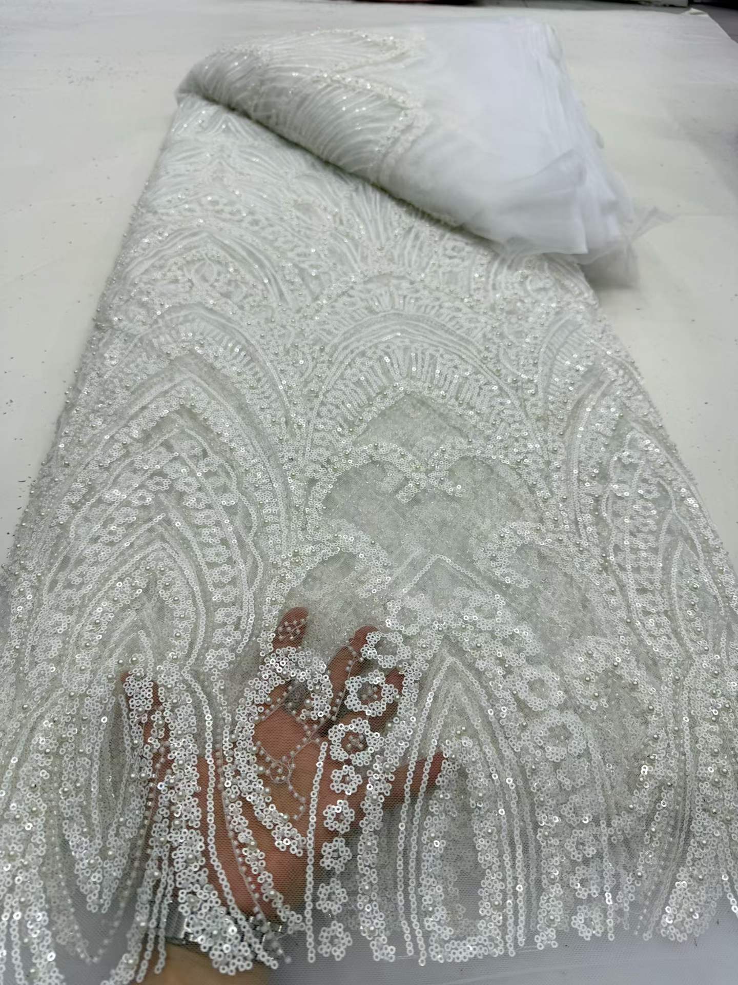 Luxury African Lace Fabric 202 - Glitter Tablecloth ulasan dan harga